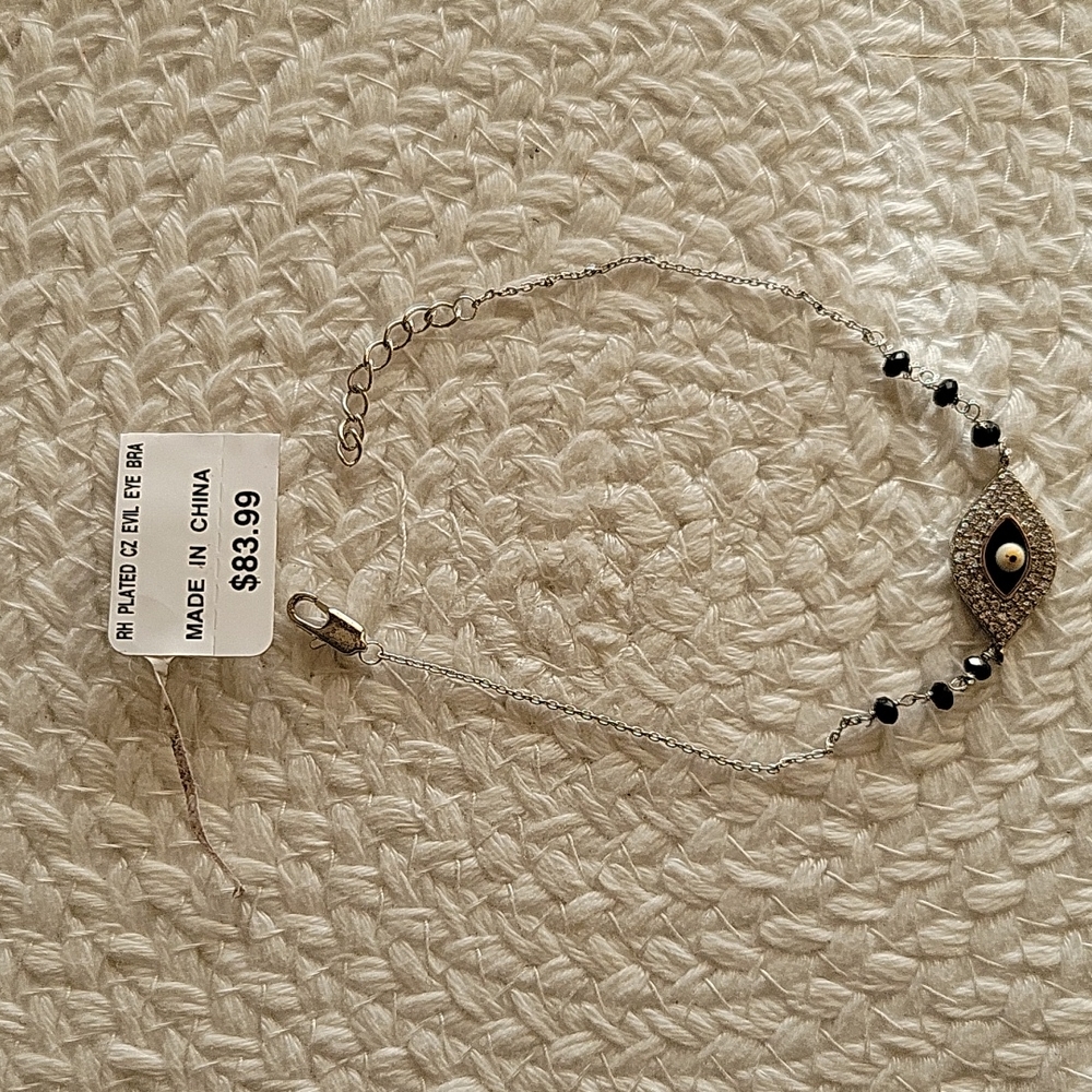 Sofia Vergara rhodium plated CZ Evil Eye bracelet